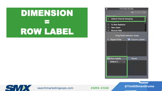 searchmarketingexpo.com
@TimGillmanDrums
#SMX #33D
DIMENSION
=
ROW LABEL
 