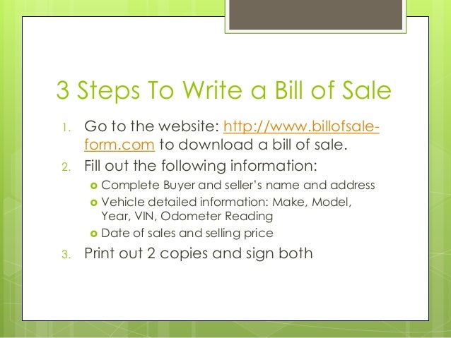 how to write a bill of sales