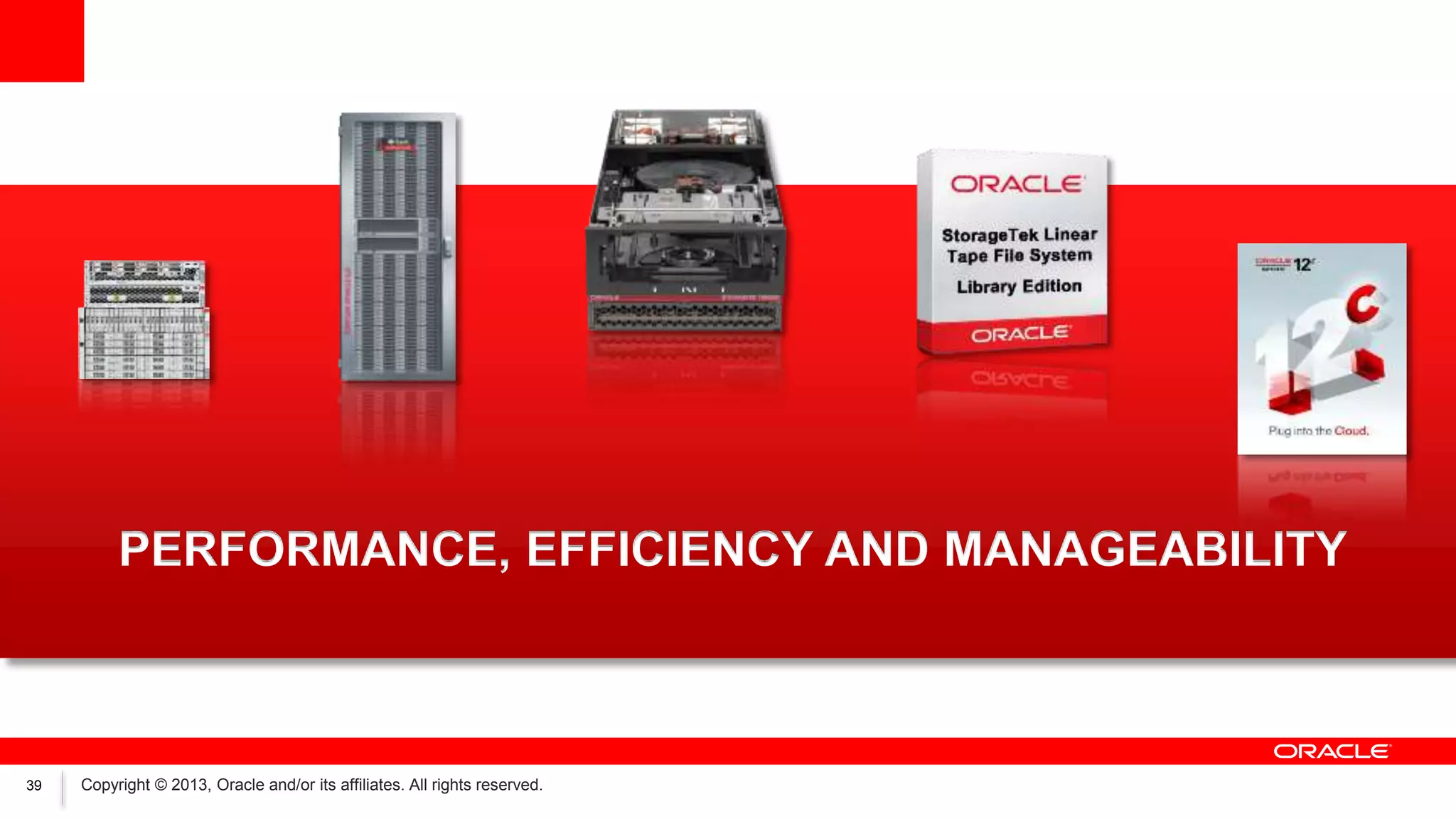 PERFORMANCE, EFFICIENCY AND MANAGEABILITY

39

Copyright © 2013, Oracle and/or its affiliates. All rights reserved.

 