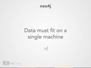 neo4j




Data must ﬁt on a
 single machine

       :-(
 