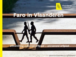 Faro in Vlaanderen
afstemming cultureel erfgoed – onroerend erfgoed
Neanderthalersite in Veldwezelt
 