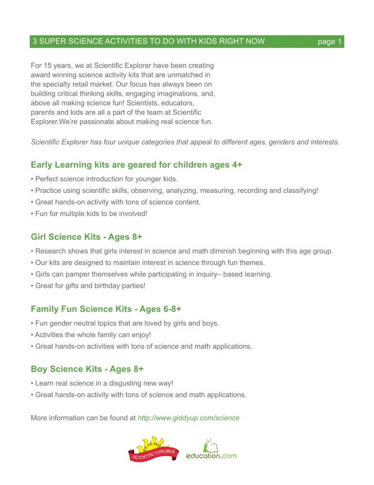 3 Super Science Activities