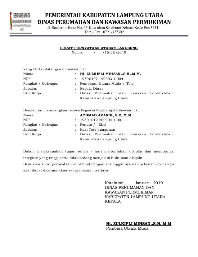 3 Surat Pernyataan Atasan Langsung