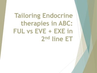 Tailoring Endocrine
therapies in ABC:
FUL vs EVE + EXE in
2nd line ET
 