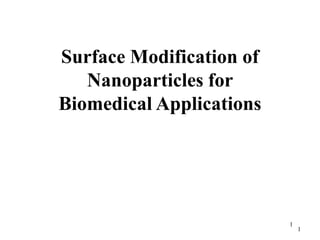 Surface Modification of
Nanoparticles for
Biomedical Applications

1

1

 