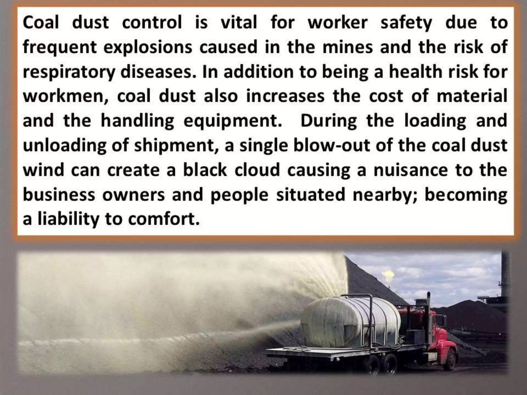 3 techniques practiced for coal dust control in mines and factories | PPTX