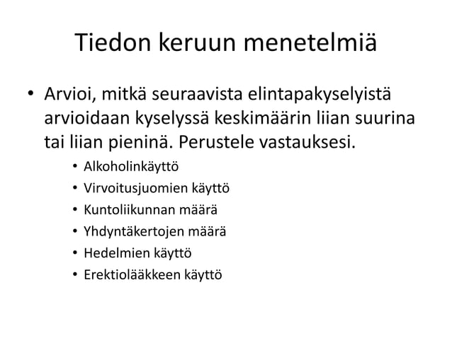 Terveystottumusten tutkiminen | PPTX