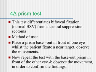 3 Tests for Binocular Single Vision | PPT