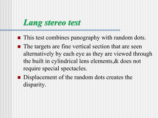 3 Tests for Binocular Single Vision | PPT