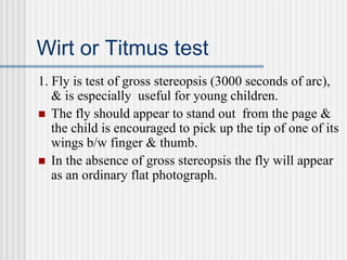 Timus Test 3 Tests for Binocular Single Vision | PPT
