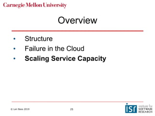 © Len Bass 2019 25
Overview
• Structure
• Failure in the Cloud
• Scaling Service Capacity
 