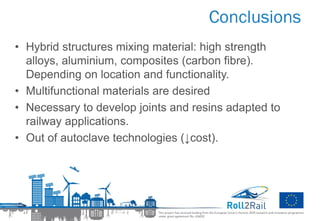 Conclusions
• Hybrid structures mixing material: high strength
alloys, aluminium, composites (carbon fibre).
Depending on ...