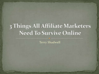 Terry Shadwell 3 Things All Affiliate Marketers Need To Survive Online  
