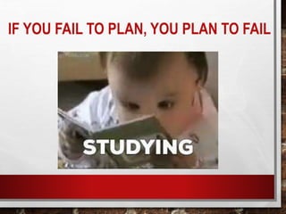 IF YOU FAIL TO PLAN, YOU PLAN TO FAIL
 
