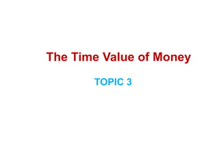 The Time Value of Money
       TOPIC 3
 