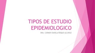 TIPOS DE ESTUDIO
EPIDEMIOLOGICO
DRA. CARMEN DANELA ROQUE ALCARAZ
 