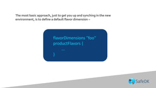 The most basic approach, just to get you up and synching in the new
environment, is to define a default flavor dimension –
flavorDimensions "foo"
productFlavors {
...
}
 