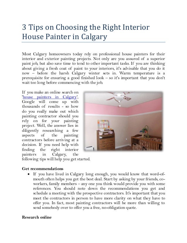 3 Tips On Choosing The Right Interior House Painter In Calgary