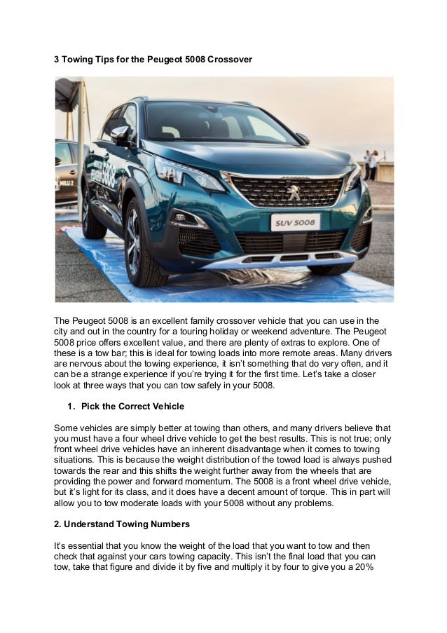 towing tips for the peugeot 5008 crossover