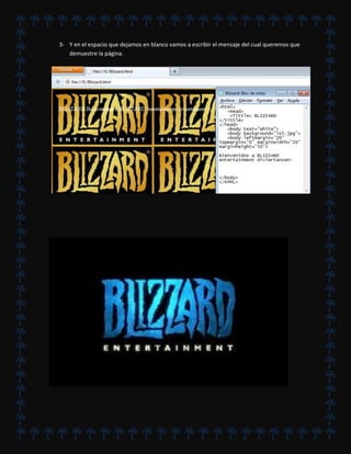 3- Y en el espacio que dejamos en blanco vamos a escribir el mensaje del cual queremos que
demuestre la página.
 