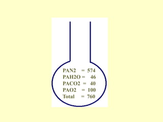 PAN2 = 574
PAH2O = 46
PACO2 = 40
PAO2 = 100
Total = 760
 