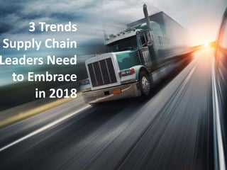 3 Trends
Supply Chain
Leaders Need
to Embrace
in 2018
 