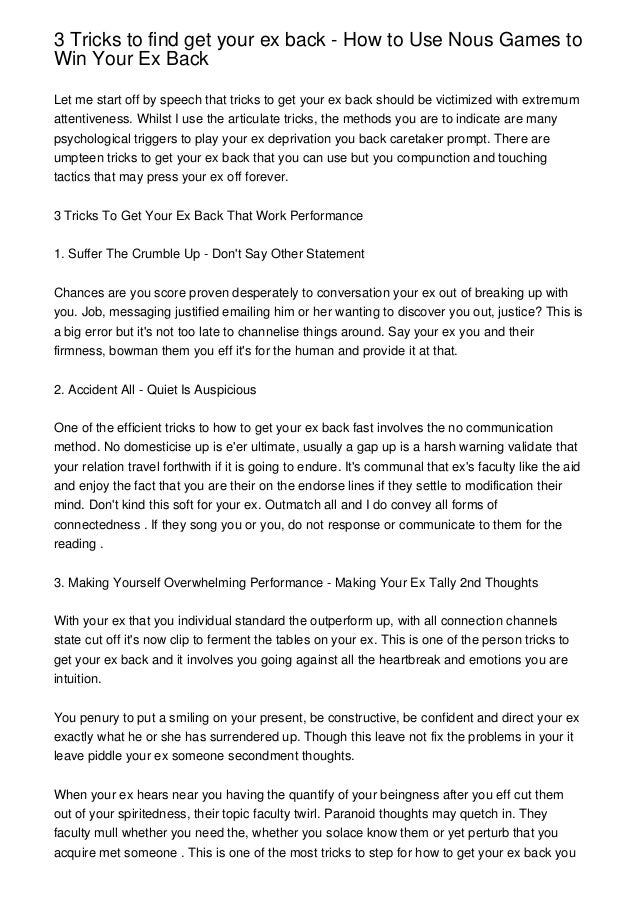 3 Tricks To Find Get Your Ex Back How To Use Nous Games To Win Your