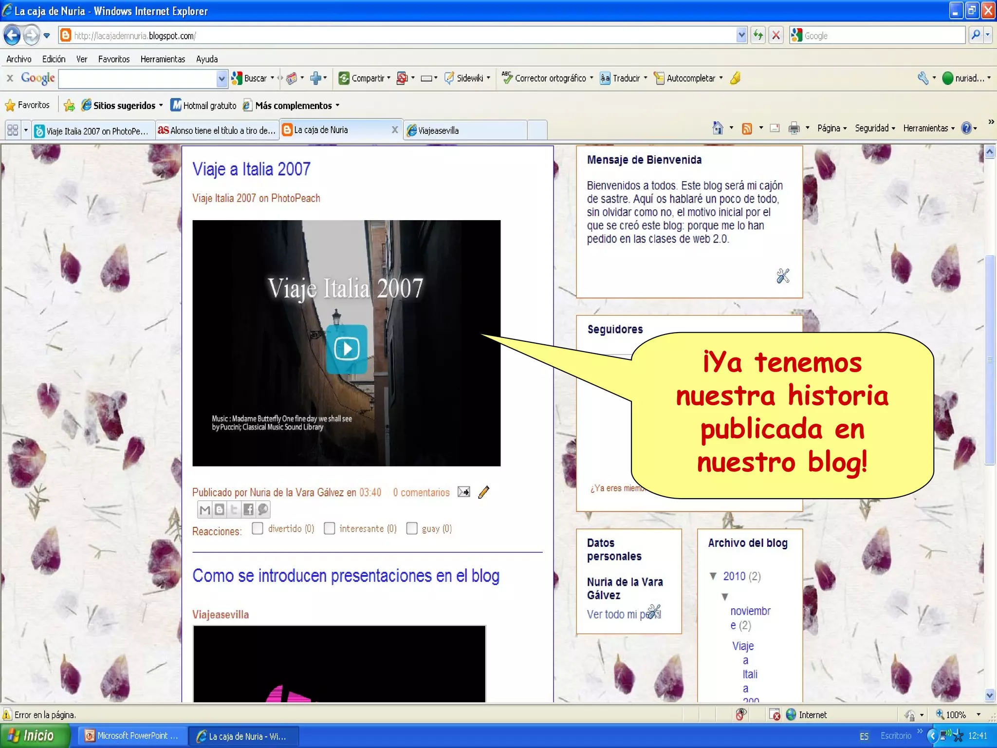 ¡Ya tenemos
nuestra historia
publicada en
nuestro blog!

 