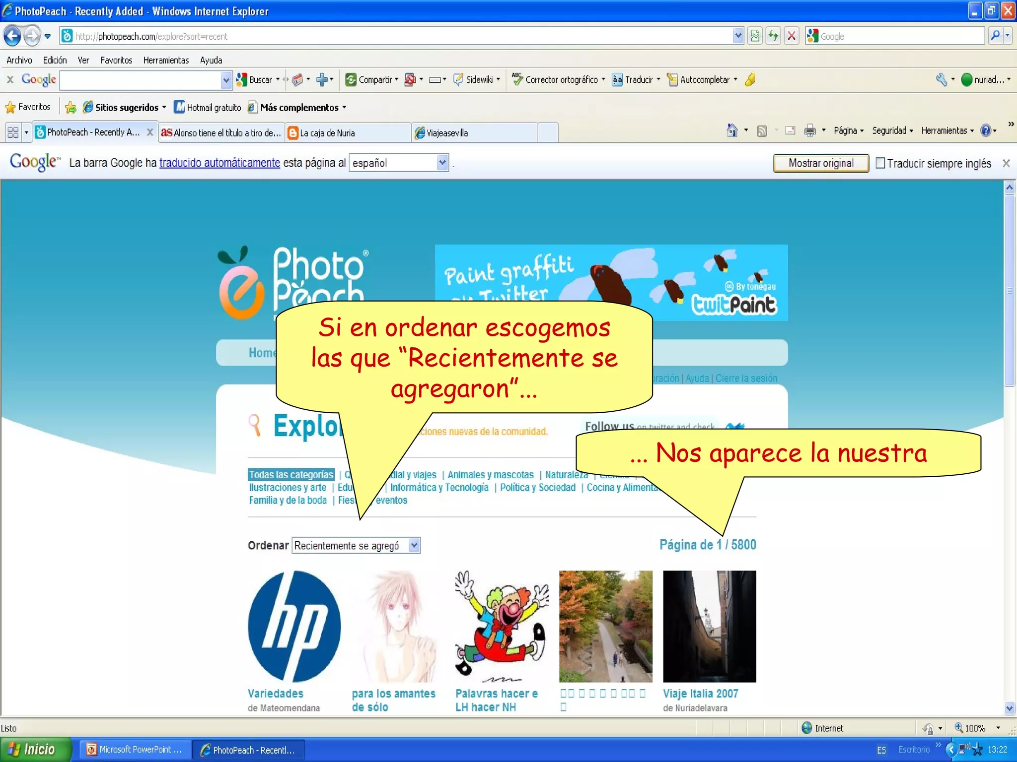Si en ordenar escogemos
las que “Recientemente se
agregaron”...
... Nos aparece la nuestra

 