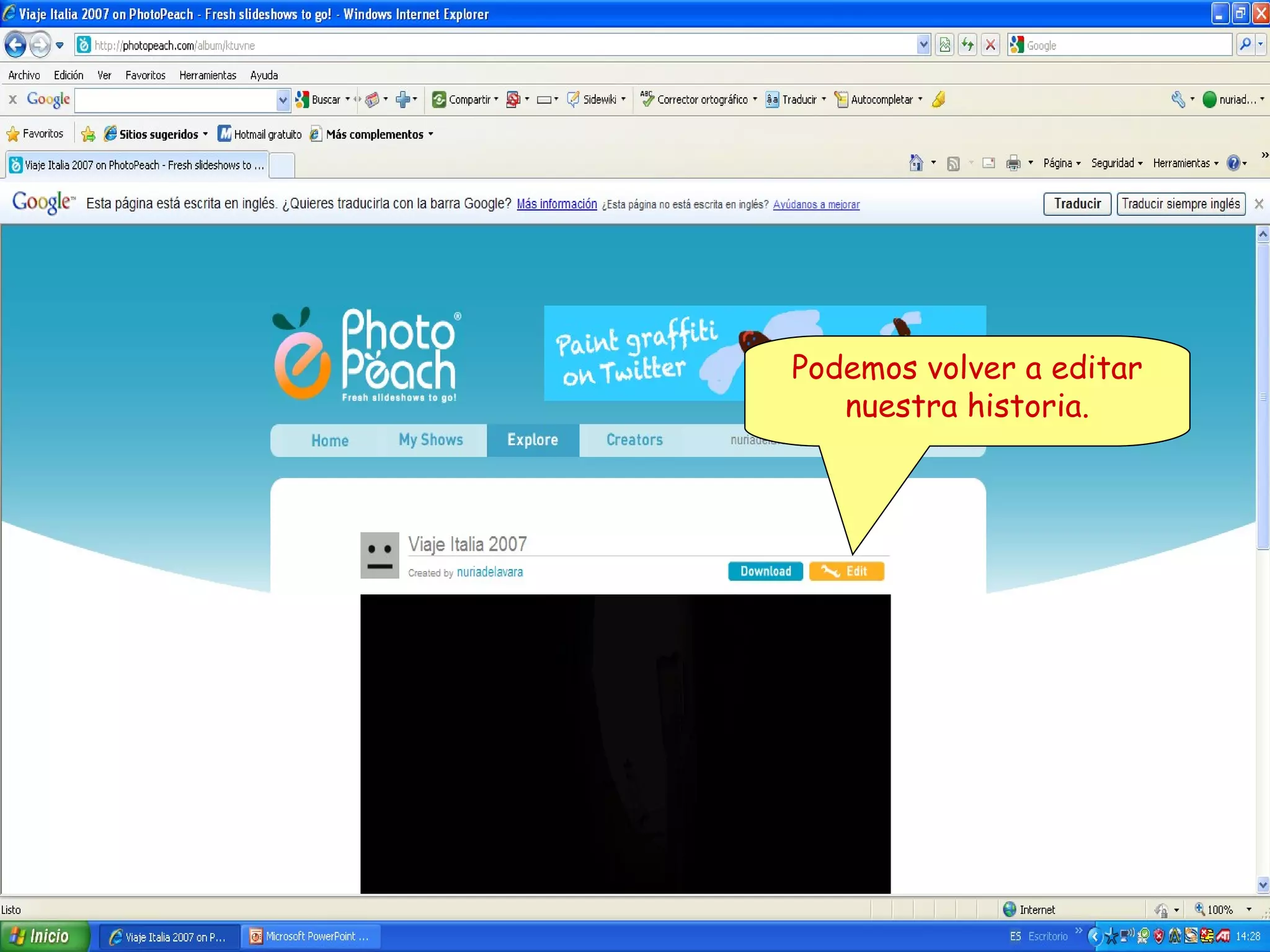 Podemos volver a editar
nuestra historia.

 