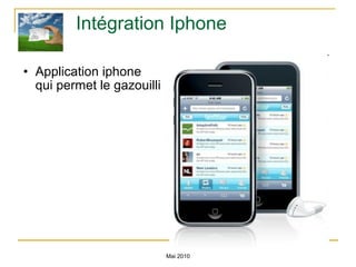 Intégration Iphone Application iphone qui permet le gazouilli Mai 2010 