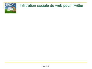Infiltration sociale du web pour Twitter Mai 2010 
