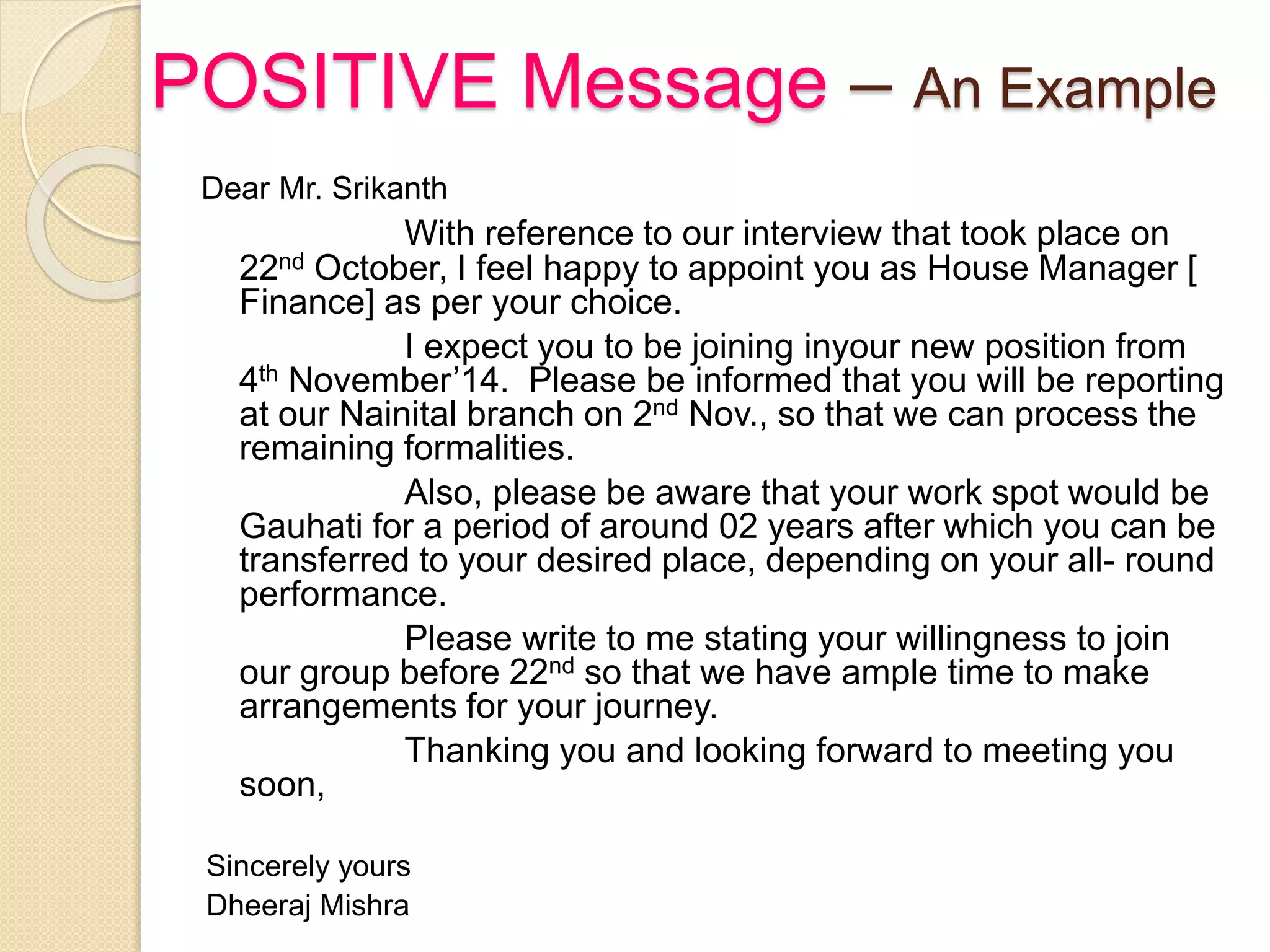 Types of business messages PPT