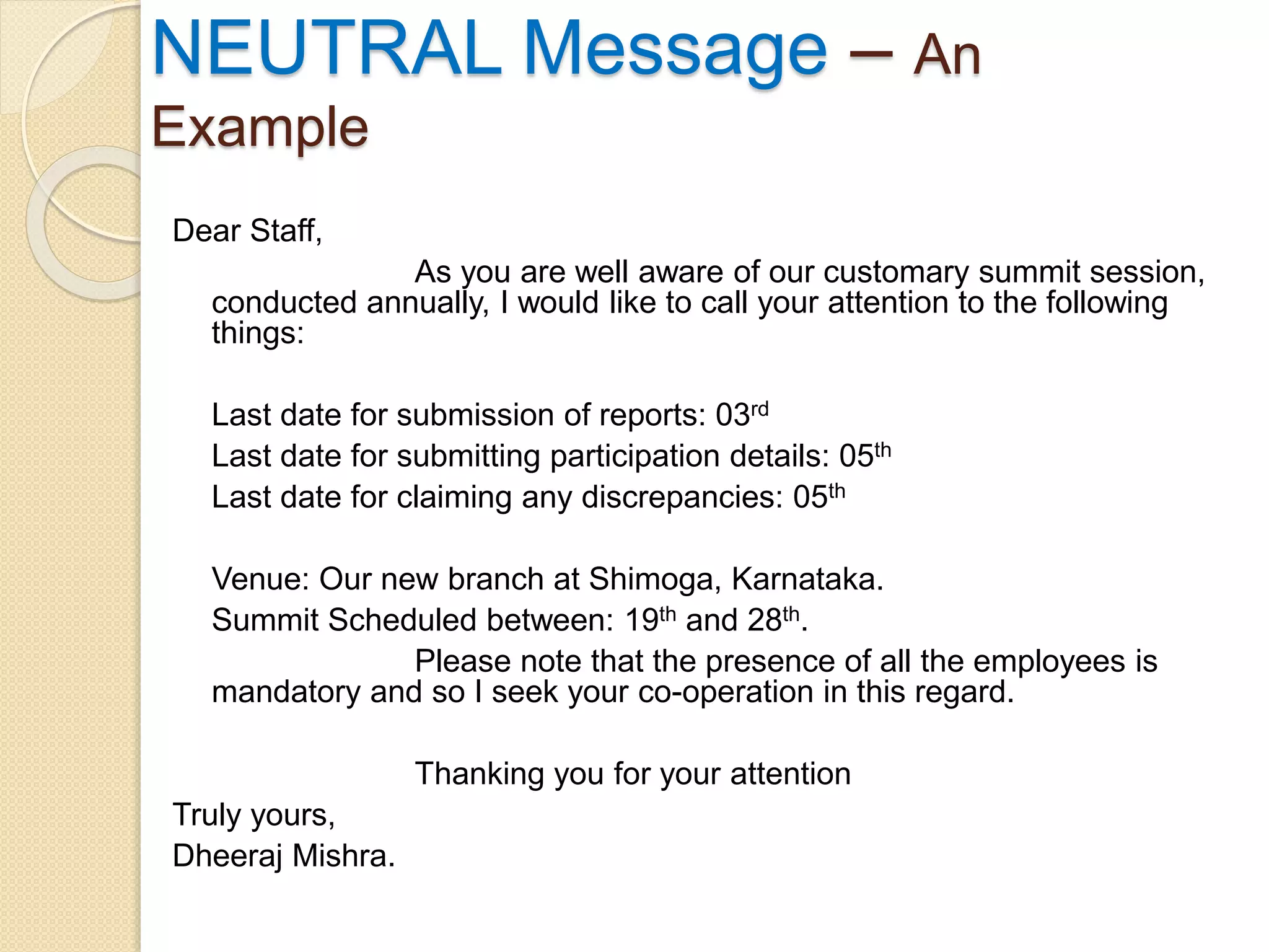 Types of business messages PPT