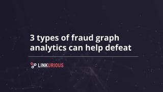 3 types of fraud graph
analytics can help defeat
 