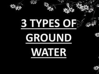 3 TYPES OF
GROUND
WATER
 