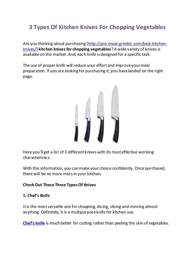 3 Types Of Kitchen Knives For Chopping Vegetables