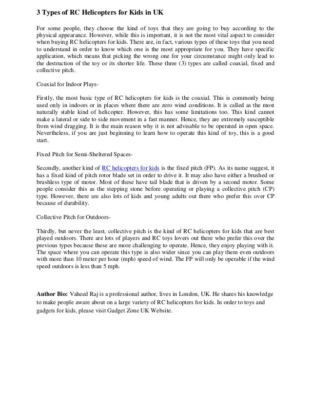 3 Types of RC Helicopters for Kids in UK