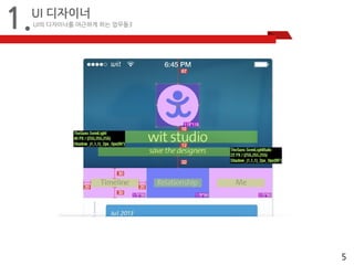 5 
1.UI 디자이너 
UI의 디자이너를 야근하게 하는 업무들3 
 