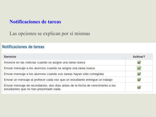 Notificaciones de tareas
Las opciones se explican por sí mismas
 