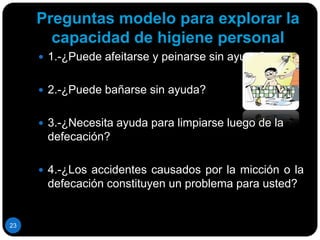 Historia de capacidad de trasladoMovimientos que implican cambios de posición en un sitio Pasar de la cama a una silla de ruedas