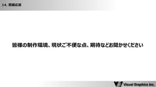皆様の制作環境、現状ご不便な点、期待などお聞かせください 
14. 質疑応答 