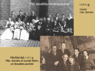 1953.g. Centrā: māc. Ķemers Mācītājmājā 1957.g. Māc. Ķemers ar kundzi Martu un draudzes jaunieši Pēc iesvētību dievkalpojuma 