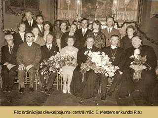 Pēc ordinācijas dievkalpojuma: centrā māc. Ē. Mesters ar kundzi Ritu 