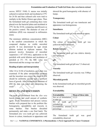 Tooth Powder Formulation formulation and evaluation of tooth gel from aloe vera leaves extract | PDF