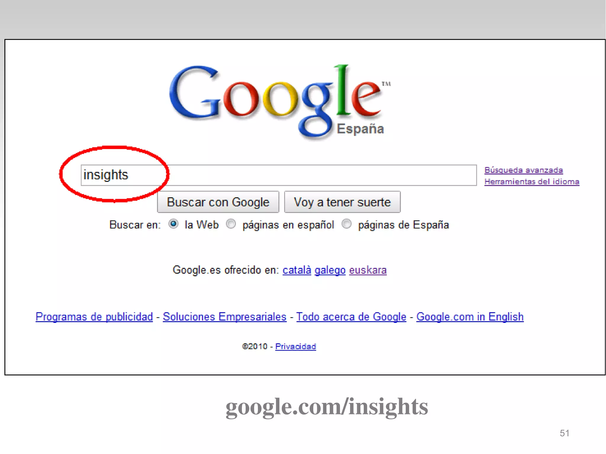google.com/insights
                      51
 