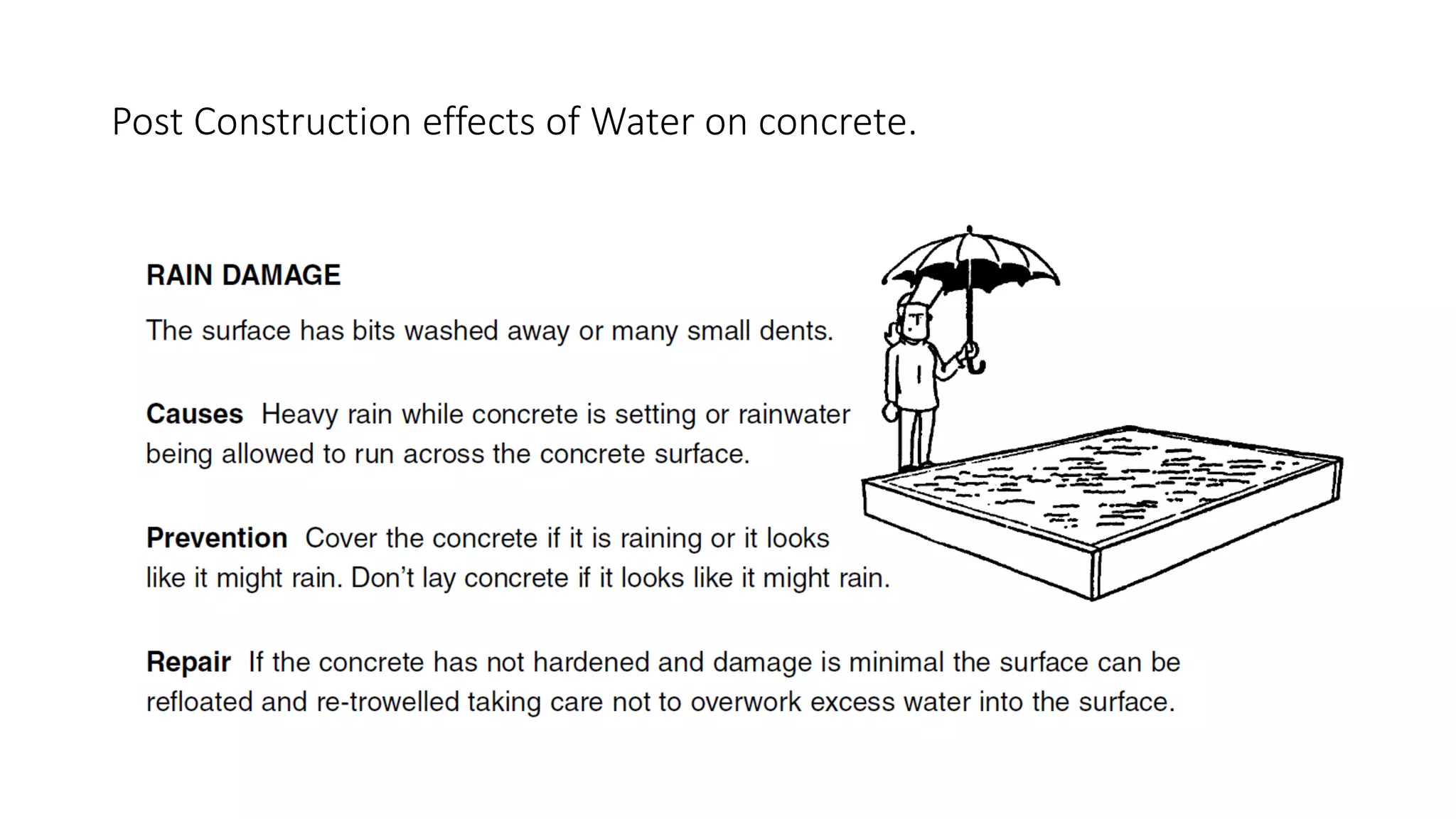 Post Construction effects of Water on concrete.
 
