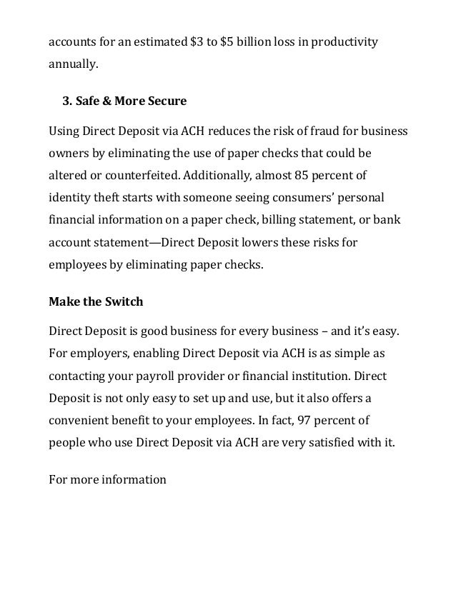 direct deposit small business