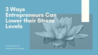 3 Ways
Entrepreneurs Can
Lower their Stress
Levels
Presentation by
Alexandra Arrivillaga
 