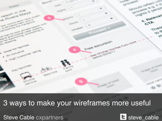 3 ways to make your wireframes more useful
Steve Cable cxpartners             steve_cable
 